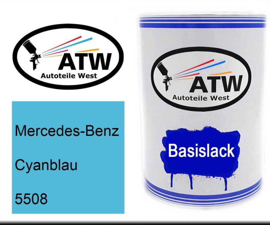 Mercedes-Benz, Cyanblau, 5508: 500ml Lackdose, von ATW Autoteile West.