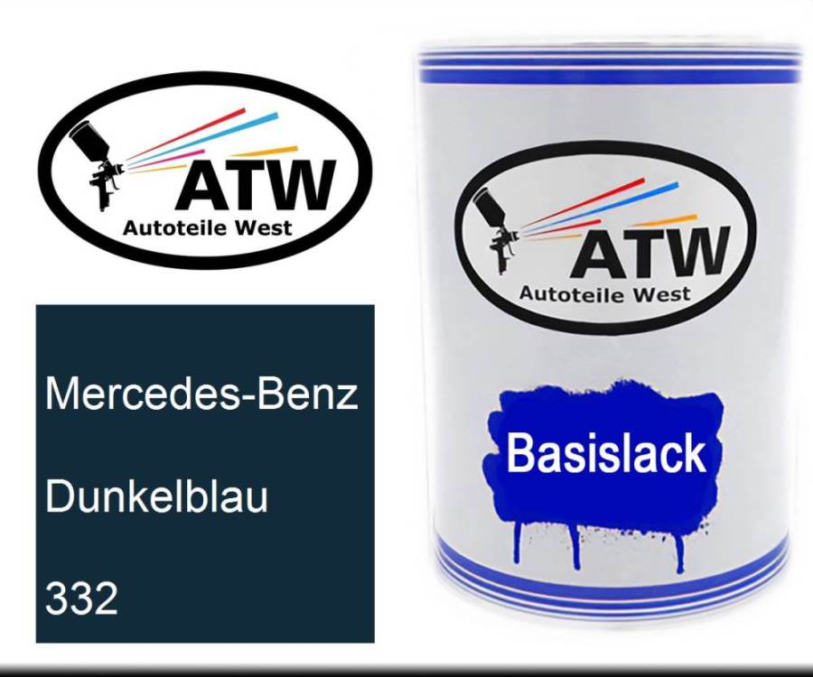 Mercedes-Benz, Dunkelblau, 332: 500ml Lackdose, von ATW Autoteile West.