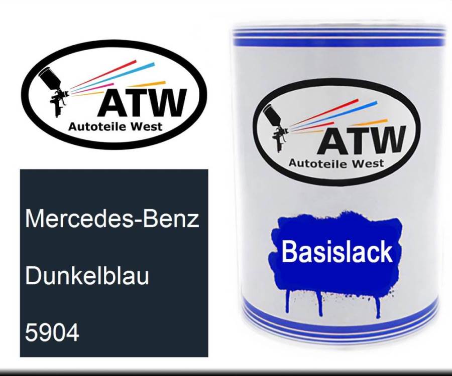 Mercedes-Benz, Dunkelblau, 5904: 500ml Lackdose, von ATW Autoteile West.