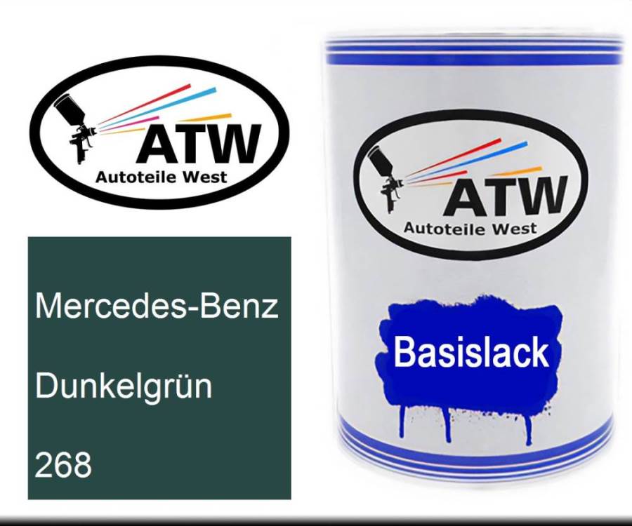 Mercedes-Benz, Dunkelgrün, 268: 500ml Lackdose, von ATW Autoteile West.