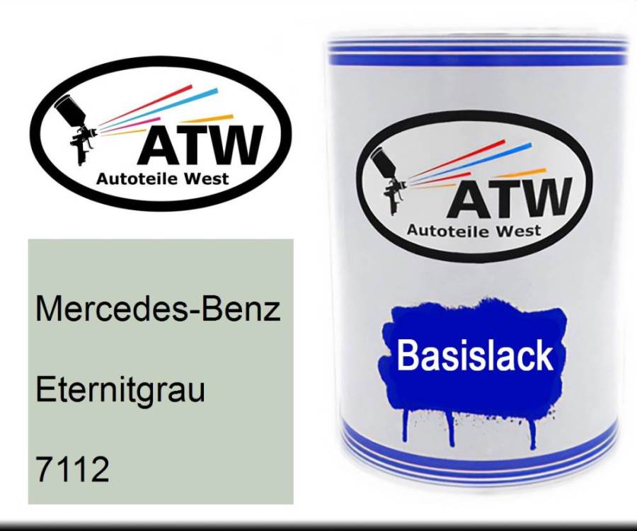 Mercedes-Benz, Eternitgrau, 7112: 500ml Lackdose, von ATW Autoteile West.