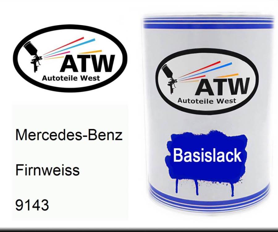 Mercedes-Benz, Firnweiss, 9143: 500ml Lackdose, von ATW Autoteile West.