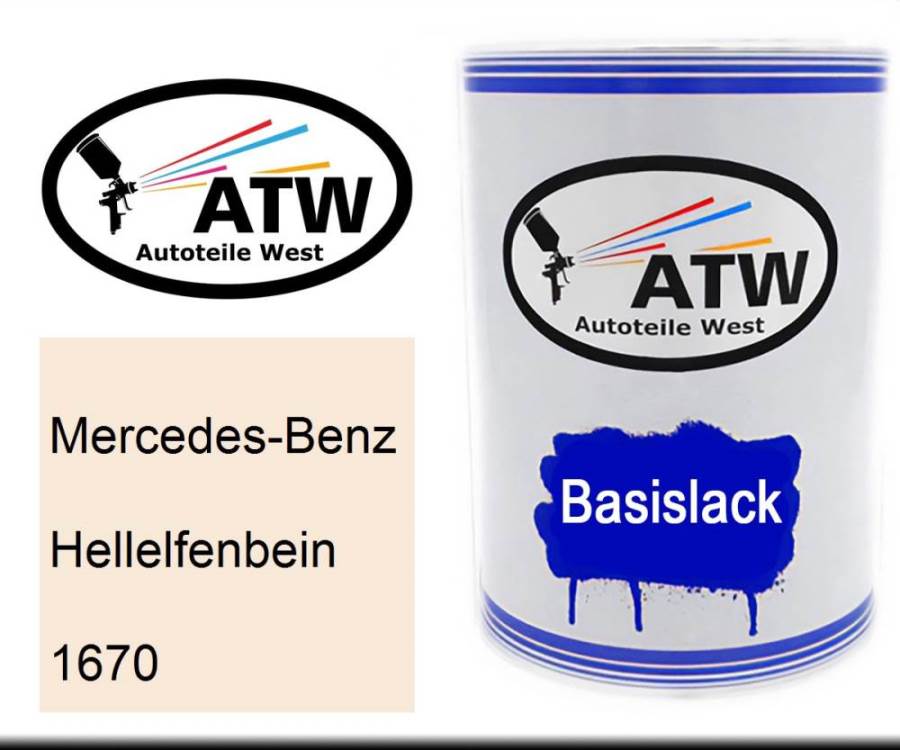 Mercedes-Benz, Hellelfenbein, 1670: 500ml Lackdose, von ATW Autoteile West.