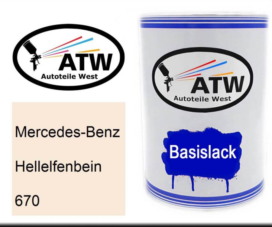 Mercedes-Benz, Hellelfenbein, 670: 500ml Lackdose, von ATW Autoteile West.