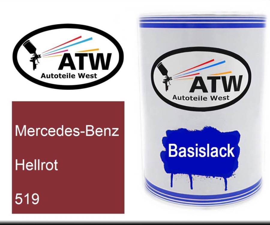 Mercedes-Benz, Hellrot, 519: 500ml Lackdose, von ATW Autoteile West.