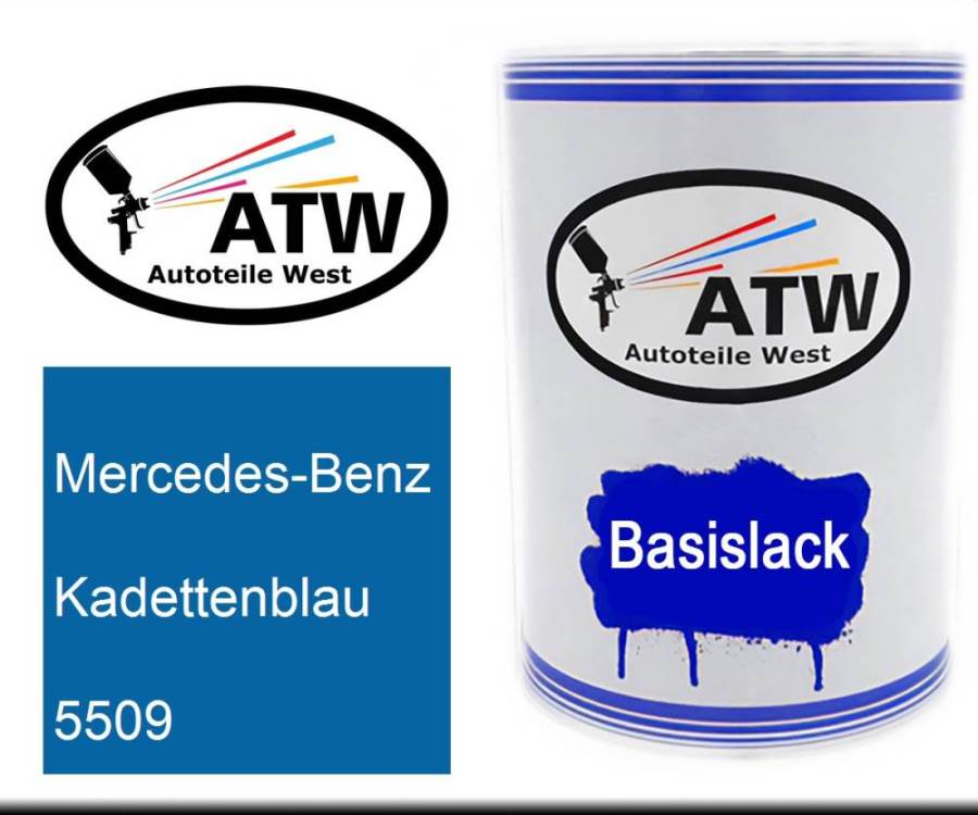 Mercedes-Benz, Kadettenblau, 5509: 500ml Lackdose, von ATW Autoteile West.