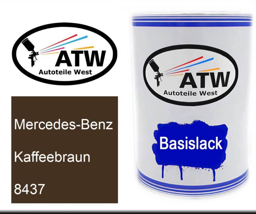 Mercedes-Benz, Kaffeebraun, 8437: 500ml Lackdose, von ATW Autoteile West.