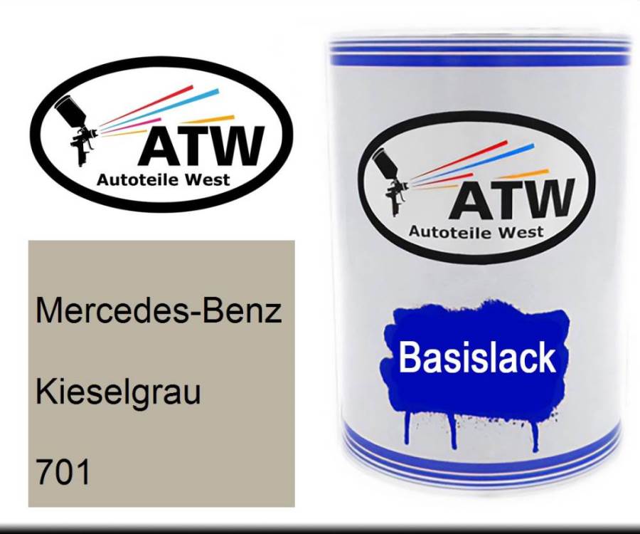 Mercedes-Benz, Kieselgrau, 701: 500ml Lackdose, von ATW Autoteile West.