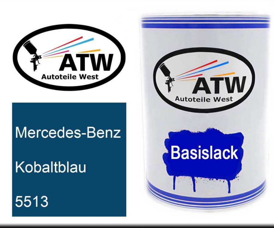 Mercedes-Benz, Kobaltblau, 5513: 500ml Lackdose, von ATW Autoteile West.