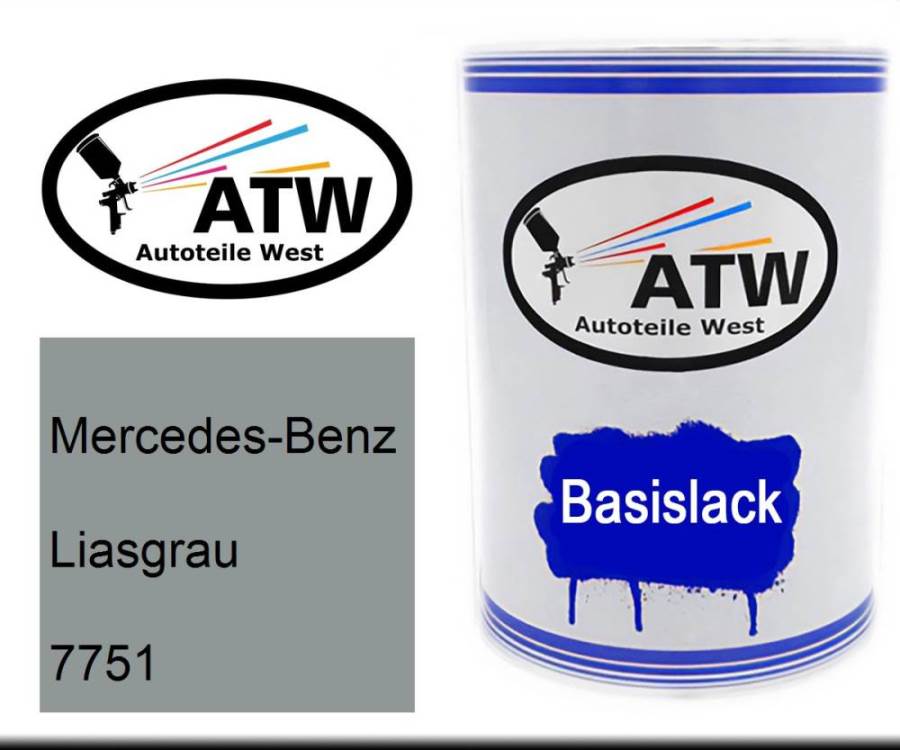 Mercedes-Benz, Liasgrau, 7751: 500ml Lackdose, von ATW Autoteile West.