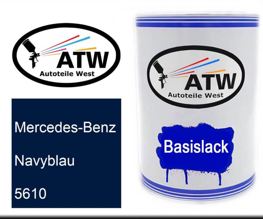 Mercedes-Benz, Navyblau, 5610: 500ml Lackdose, von ATW Autoteile West.