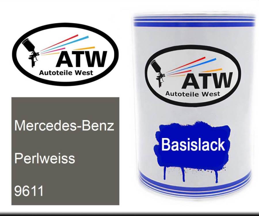 Mercedes-Benz, Perlweiss, 9611: 500ml Lackdose, von ATW Autoteile West.