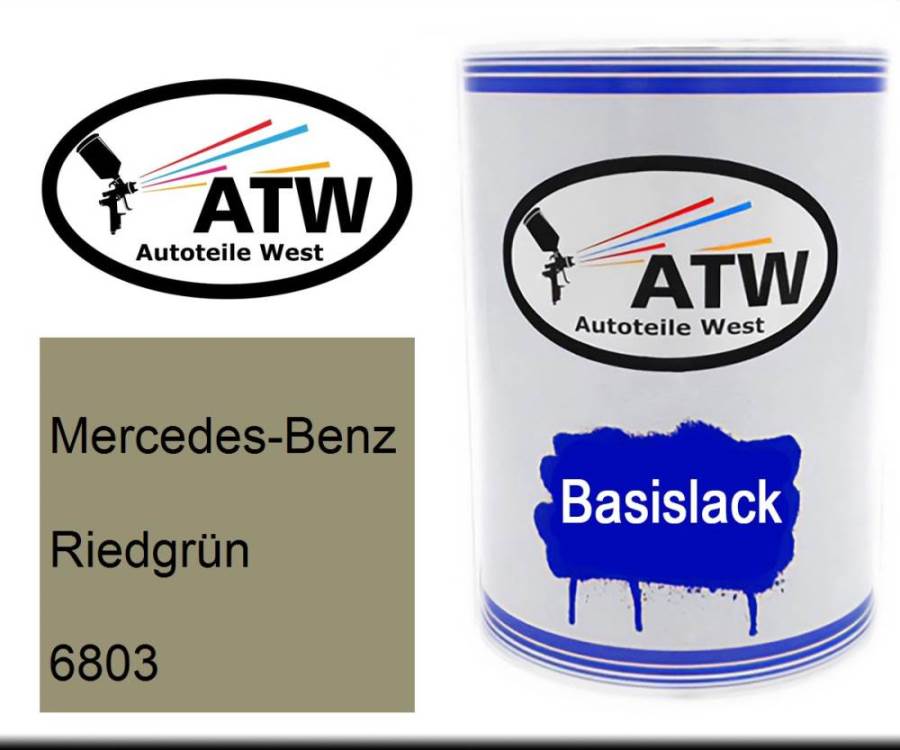 Mercedes-Benz, Riedgrün, 6803: 500ml Lackdose, von ATW Autoteile West.