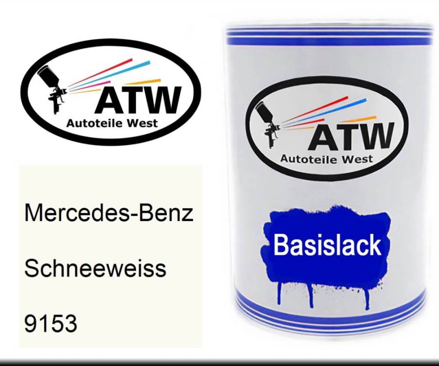 Mercedes-Benz, Schneeweiss, 9153: 500ml Lackdose, von ATW Autoteile West.