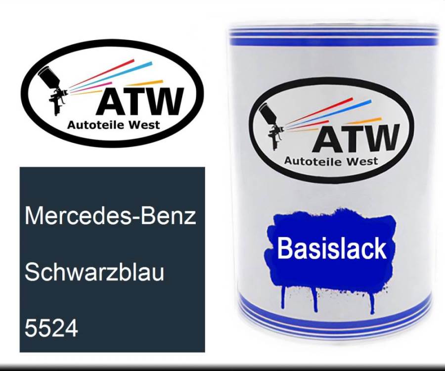 Mercedes-Benz, Schwarzblau, 5524: 500ml Lackdose, von ATW Autoteile West.