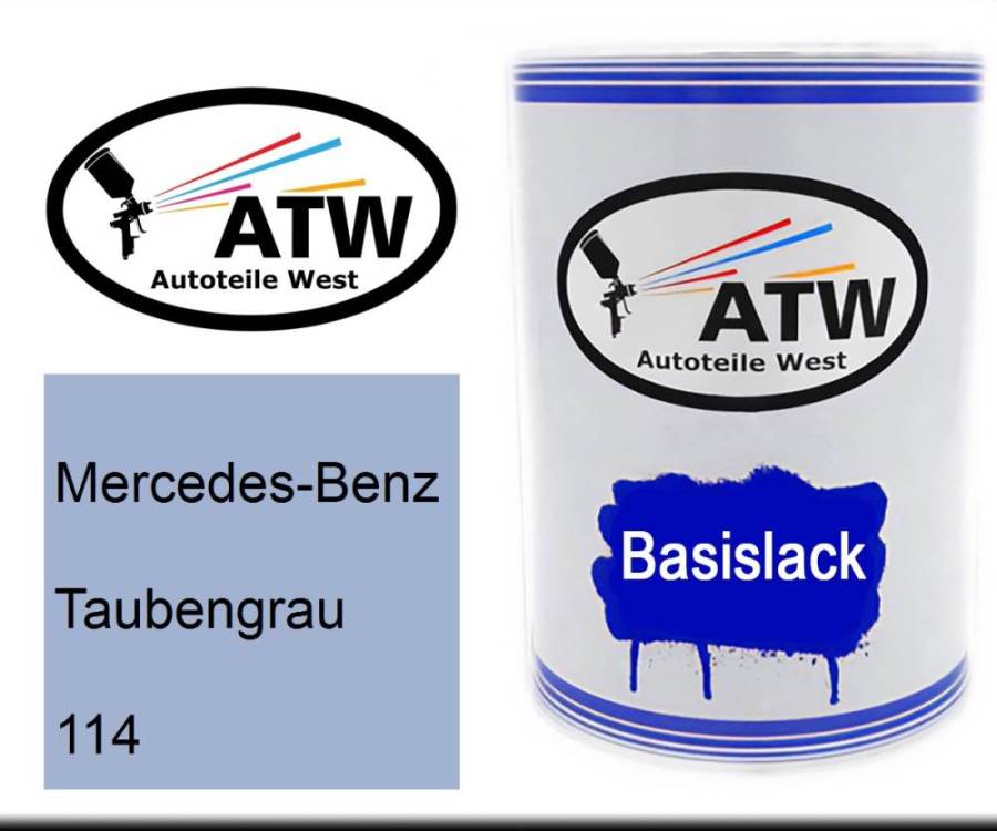 Mercedes-Benz, Taubengrau, 114: 500ml Lackdose, von ATW Autoteile West.