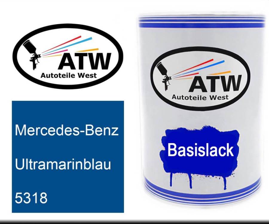 Mercedes-Benz, Ultramarinblau, 5318: 500ml Lackdose, von ATW Autoteile West.