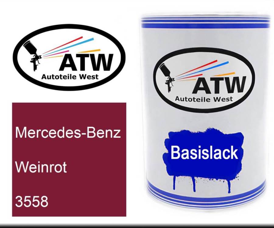 Mercedes-Benz, Weinrot, 3558: 500ml Lackdose, von ATW Autoteile West.