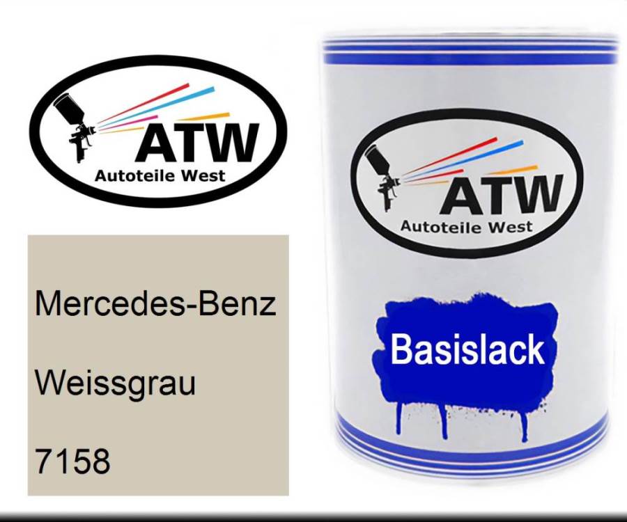 Mercedes-Benz, Weissgrau, 7158: 500ml Lackdose, von ATW Autoteile West.