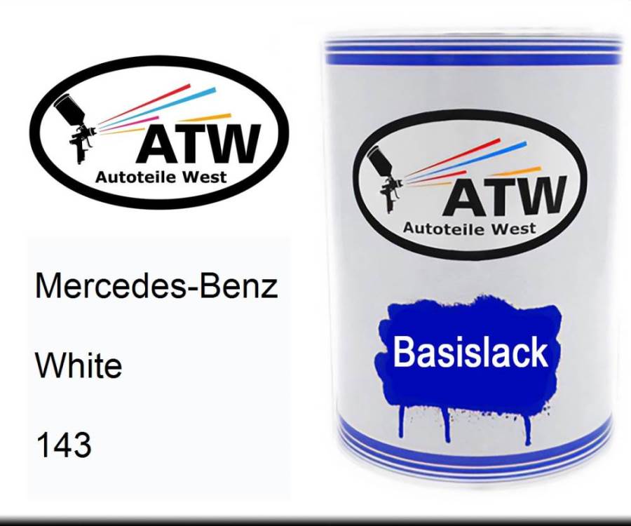 Mercedes-Benz, White, 143: 500ml Lackdose, von ATW Autoteile West.