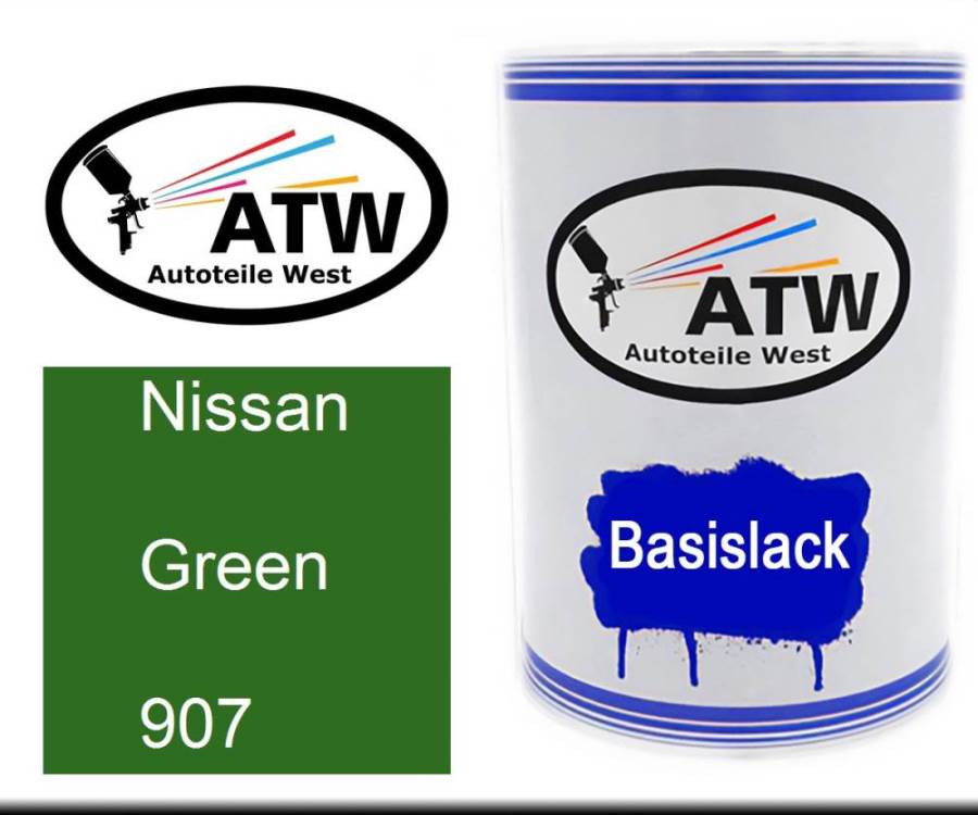 Nissan, Green, 907: 500ml Lackdose, von ATW Autoteile West.