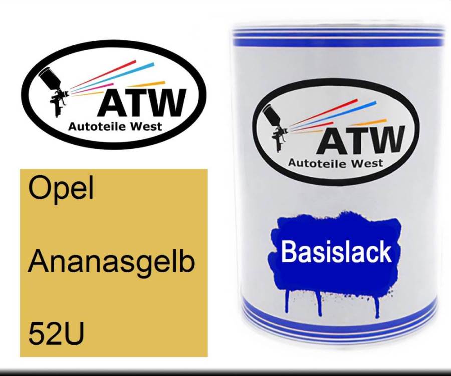 Opel, Ananasgelb, 52U: 500ml Lackdose, von ATW Autoteile West.
