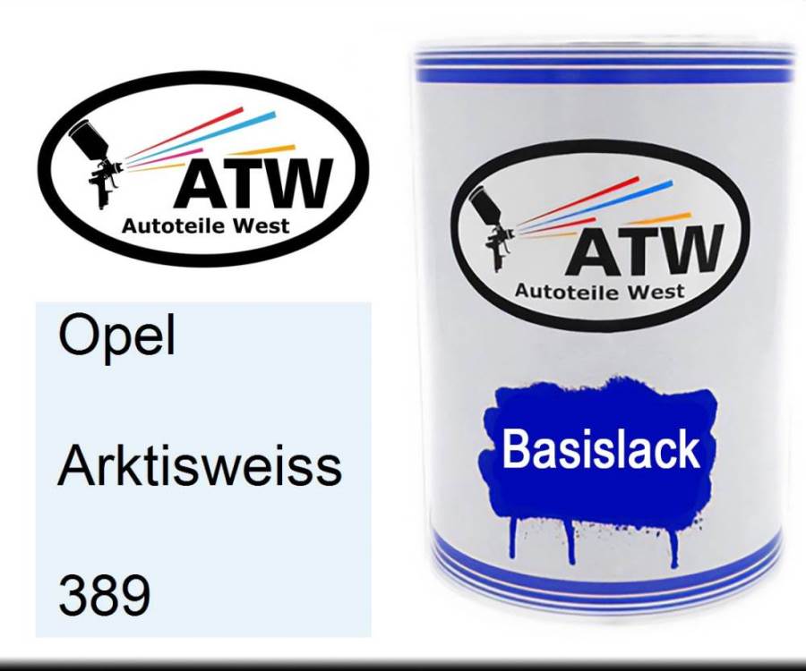Opel, Arktisweiss, 389: 500ml Lackdose, von ATW Autoteile West.
