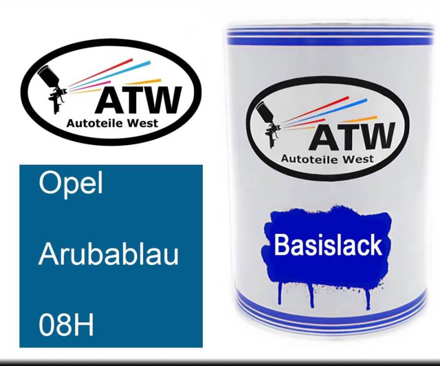 Opel, Arubablau, 08H: 500ml Lackdose, von ATW Autoteile West.