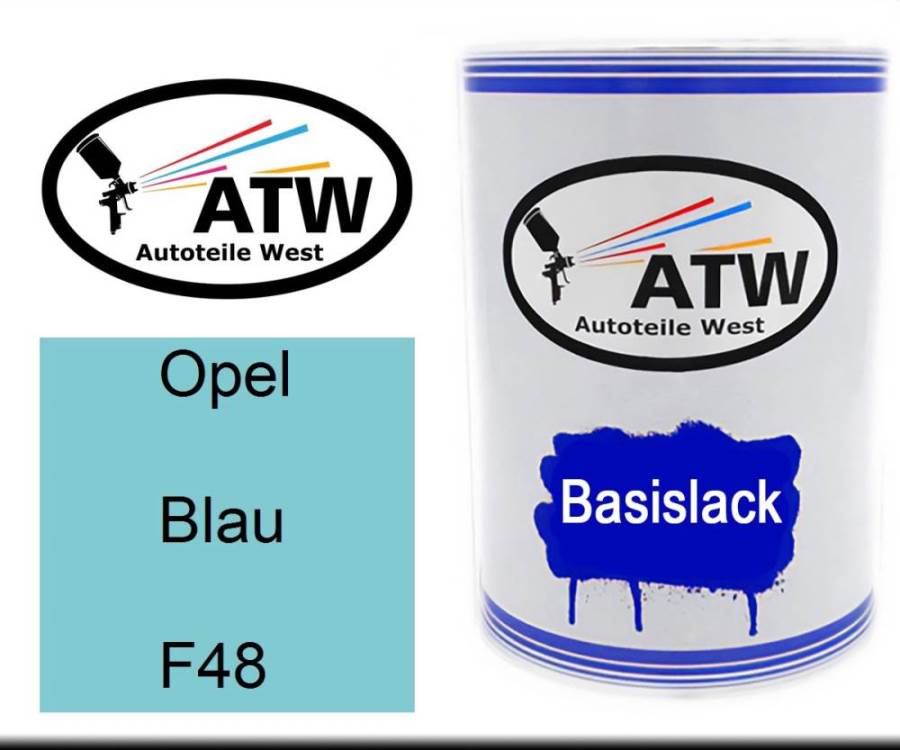 Opel, Blau, F48: 500ml Lackdose, von ATW Autoteile West.
