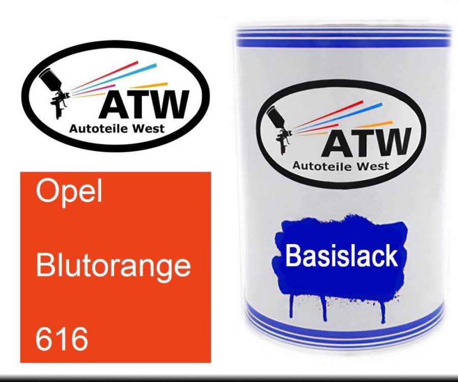 Opel, Blutorange, 616: 500ml Lackdose, von ATW Autoteile West.