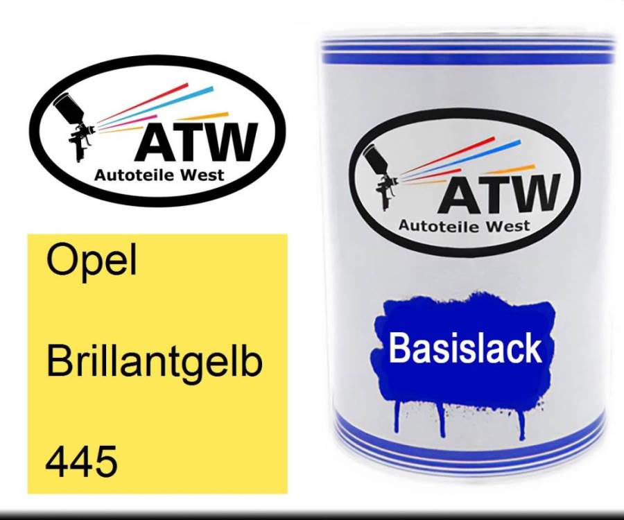 Opel, Brillantgelb, 445: 500ml Lackdose, von ATW Autoteile West.