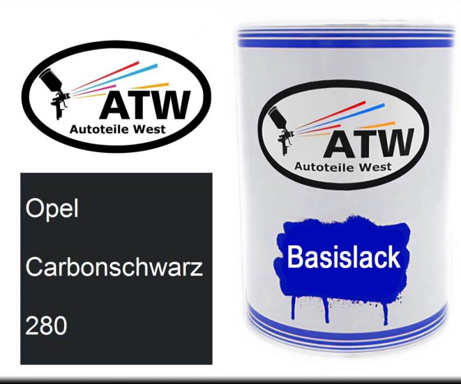 Opel, Carbonschwarz, 280: 500ml Lackdose, von ATW Autoteile West.