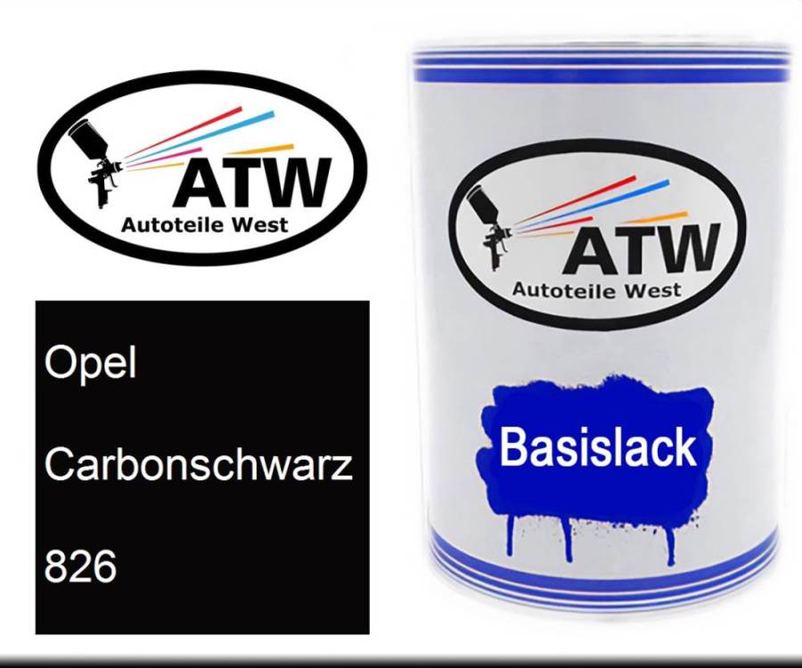 Opel, Carbonschwarz, 826: 500ml Lackdose, von ATW Autoteile West.