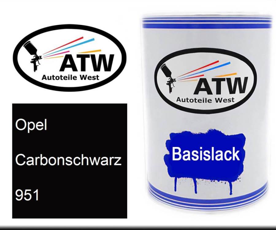 Opel, Carbonschwarz, 951: 500ml Lackdose, von ATW Autoteile West.