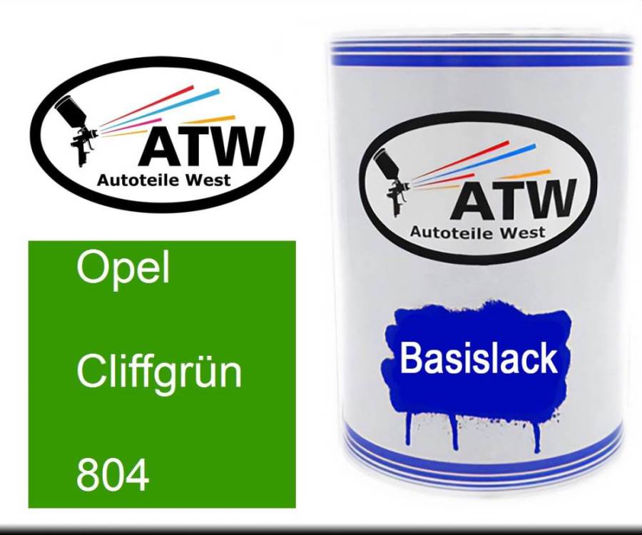 Opel, Cliffgrün, 804: 500ml Lackdose, von ATW Autoteile West.