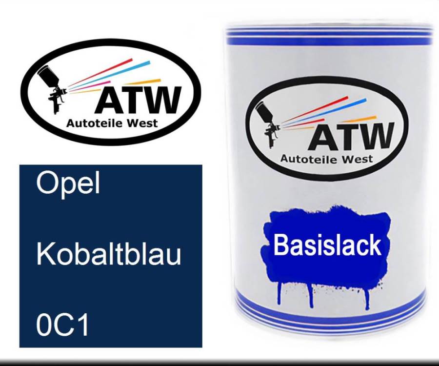 Opel, Kobaltblau, 0C1: 500ml Lackdose, von ATW Autoteile West.