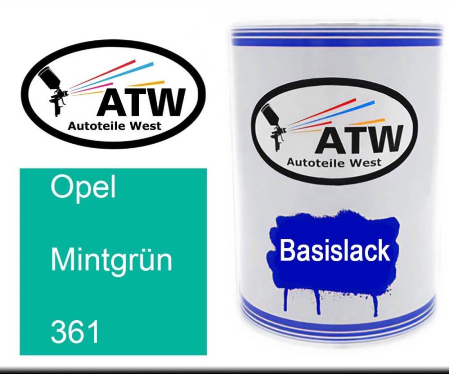Opel, Mintgrün, 361: 500ml Lackdose, von ATW Autoteile West.