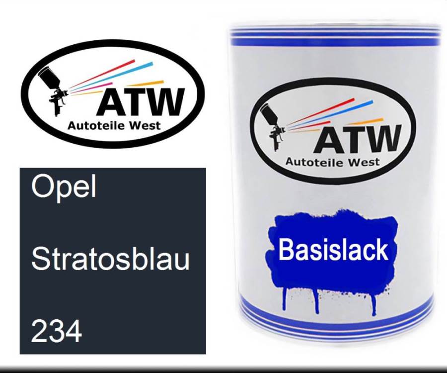 Opel, Stratosblau, 234: 500ml Lackdose, von ATW Autoteile West.