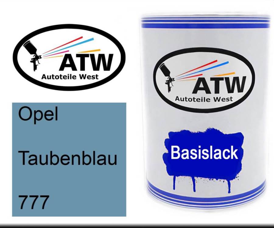 Opel, Taubenblau, 777: 500ml Lackdose, von ATW Autoteile West.