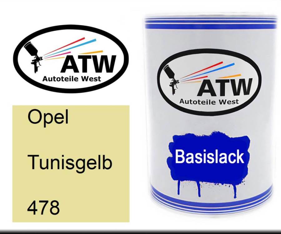 Opel, Tunisgelb, 478: 500ml Lackdose, von ATW Autoteile West.
