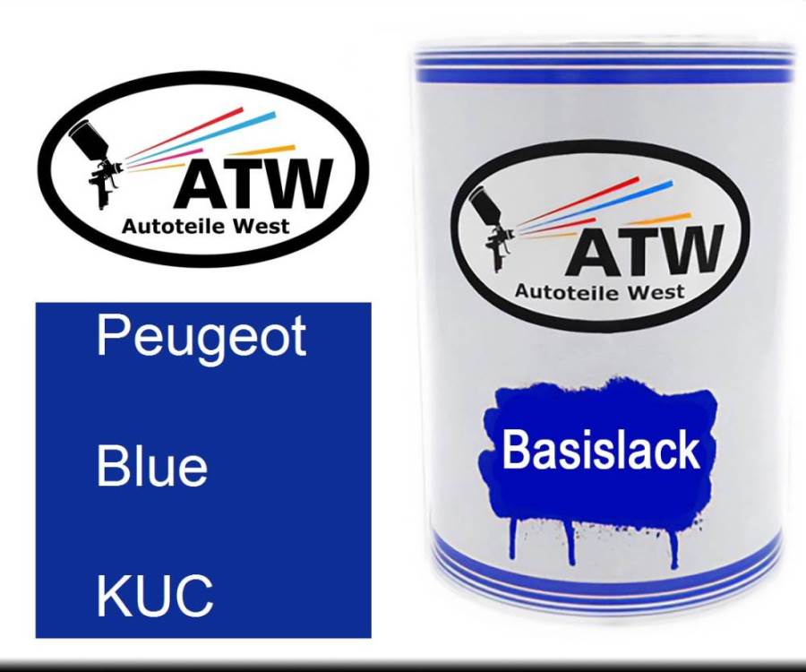 Peugeot, Blue, KUC: 500ml Lackdose, von ATW Autoteile West.