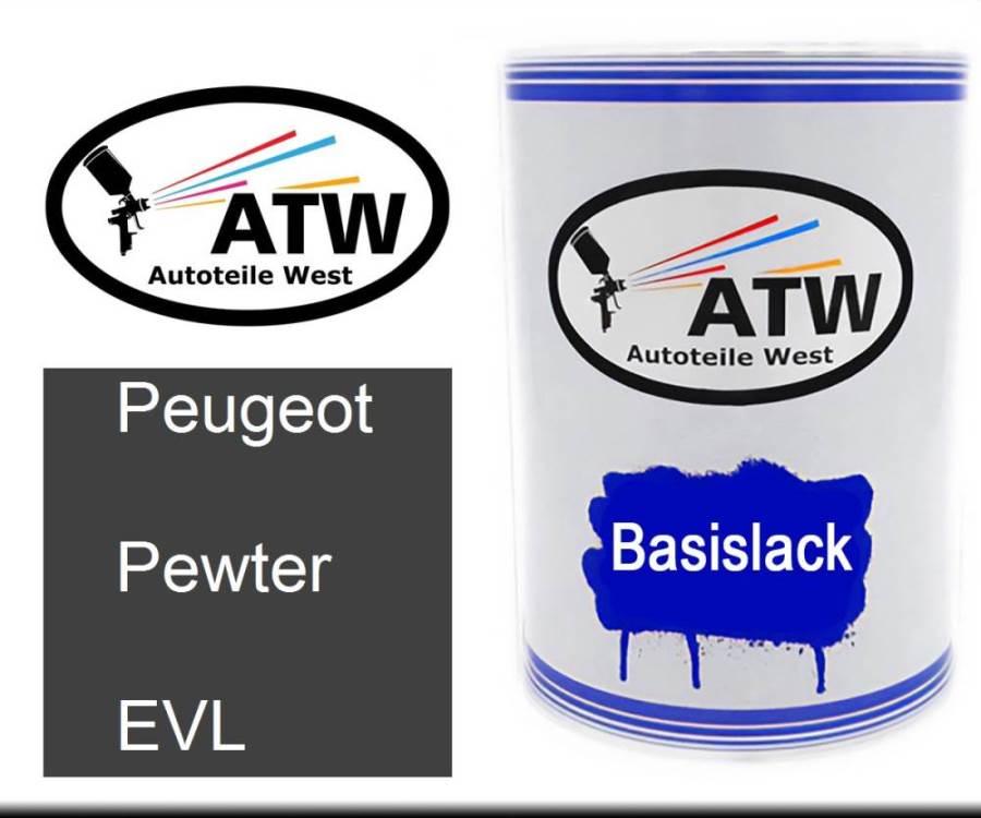 Peugeot, Pewter, EVL: 500ml Lackdose, von ATW Autoteile West.