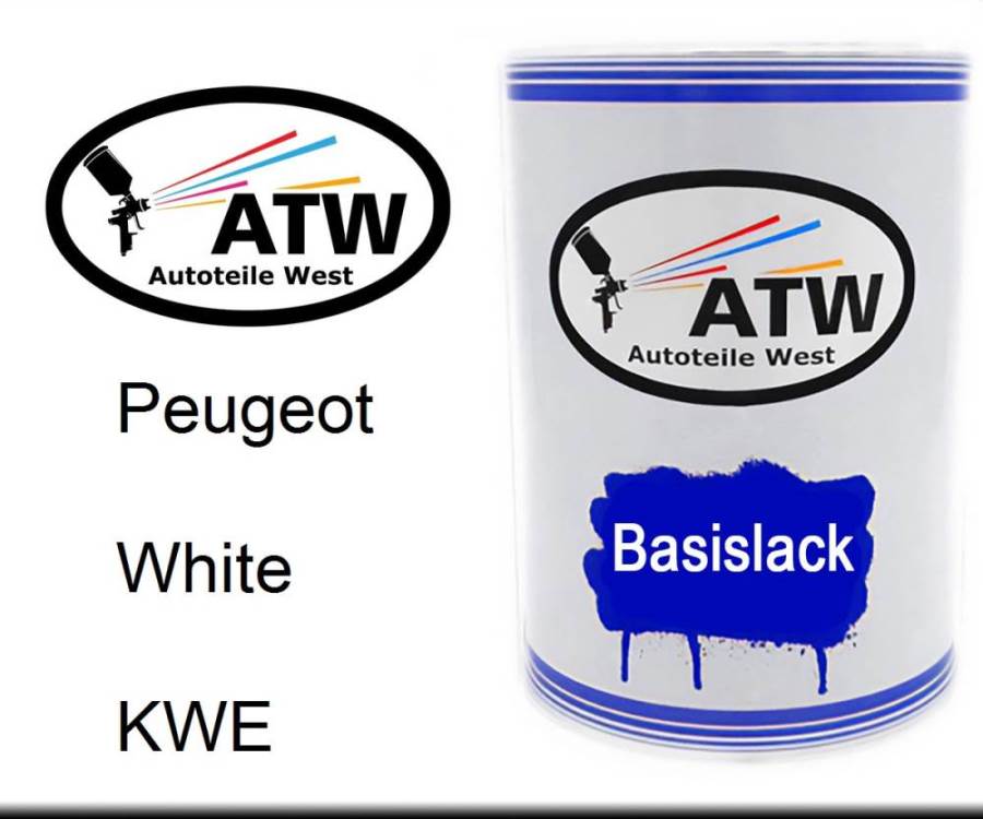 Peugeot, White, KWE: 500ml Lackdose, von ATW Autoteile West.