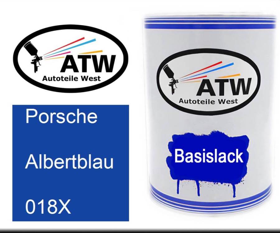 Porsche, Albertblau, 018X: 500ml Lackdose, von ATW Autoteile West.