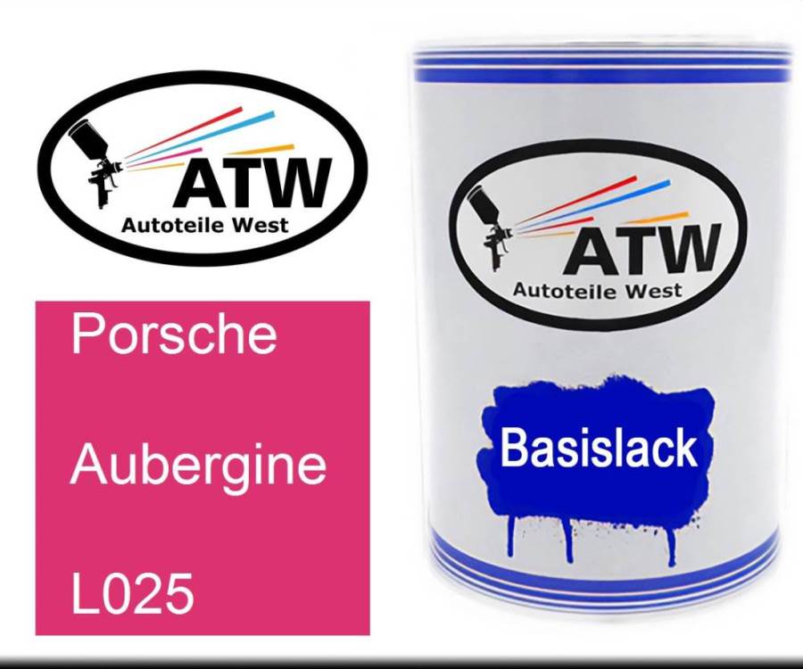 Porsche, Aubergine, L025: 500ml Lackdose, von ATW Autoteile West.