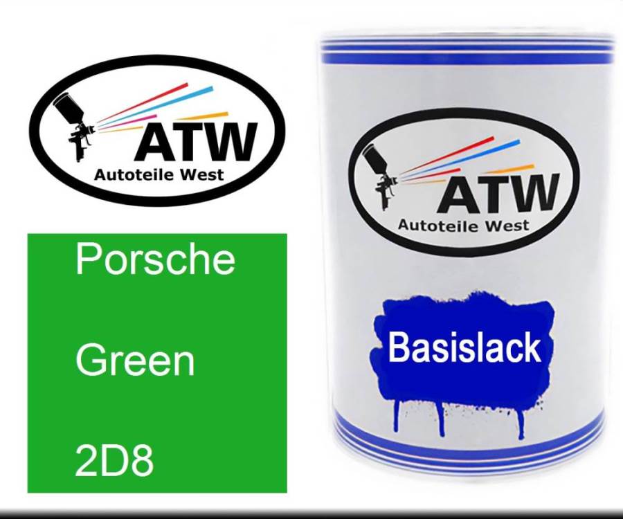 Porsche, Green, 2D8: 500ml Lackdose, von ATW Autoteile West.