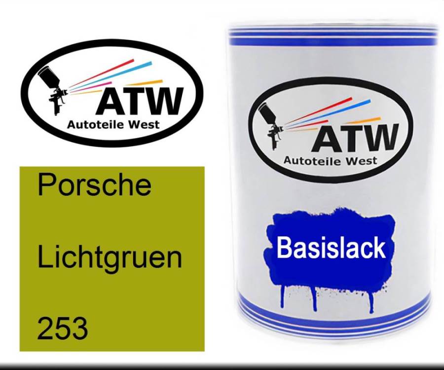 Porsche, Lichtgruen, 253: 500ml Lackdose, von ATW Autoteile West.