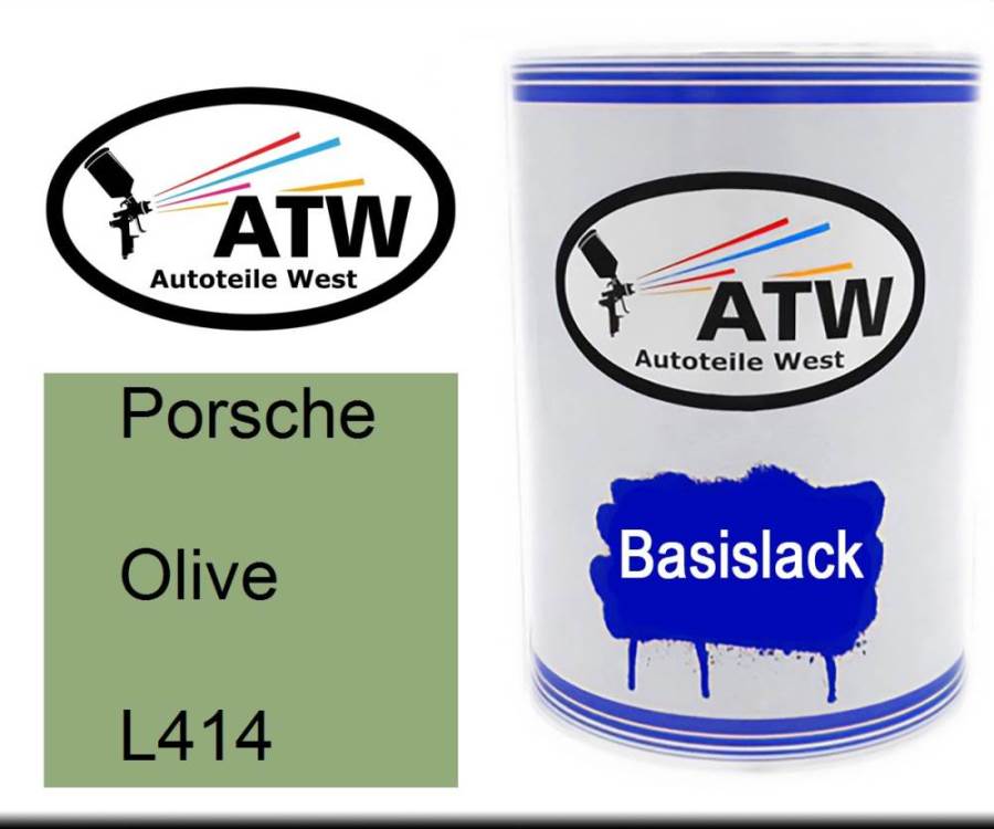 Porsche, Olive, L414: 500ml Lackdose, von ATW Autoteile West.