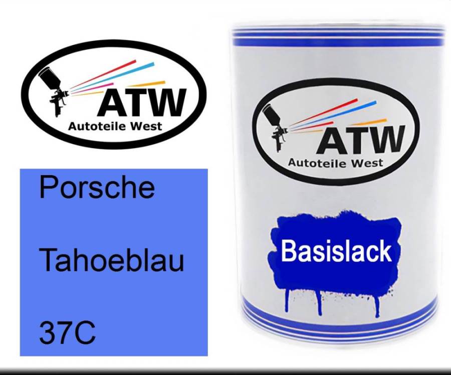 Porsche, Tahoeblau, 37C: 500ml Lackdose, von ATW Autoteile West.