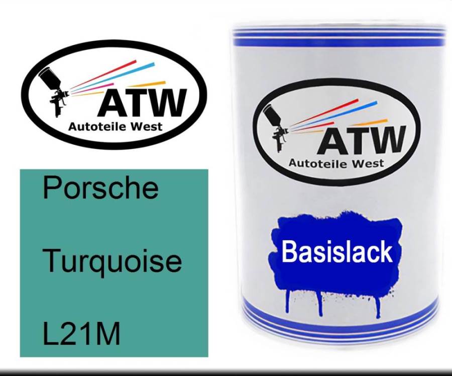 Porsche, Turquoise, L21M: 500ml Lackdose, von ATW Autoteile West.